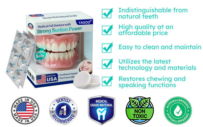 YAGOO® Medical Full Denture with Strong Suction ✅ Made and Shipped from the USA🍀