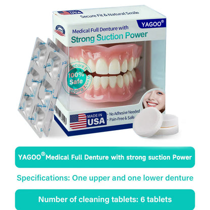 YAGOO® Medical Full Denture with Strong Suction ✅ Made and Shipped from the USA🍀